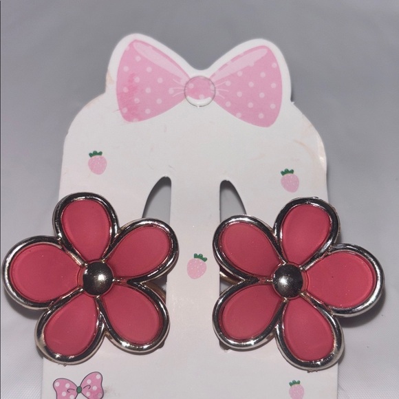 Accessories - Flower Hair Clips (1 Pair)-Coral